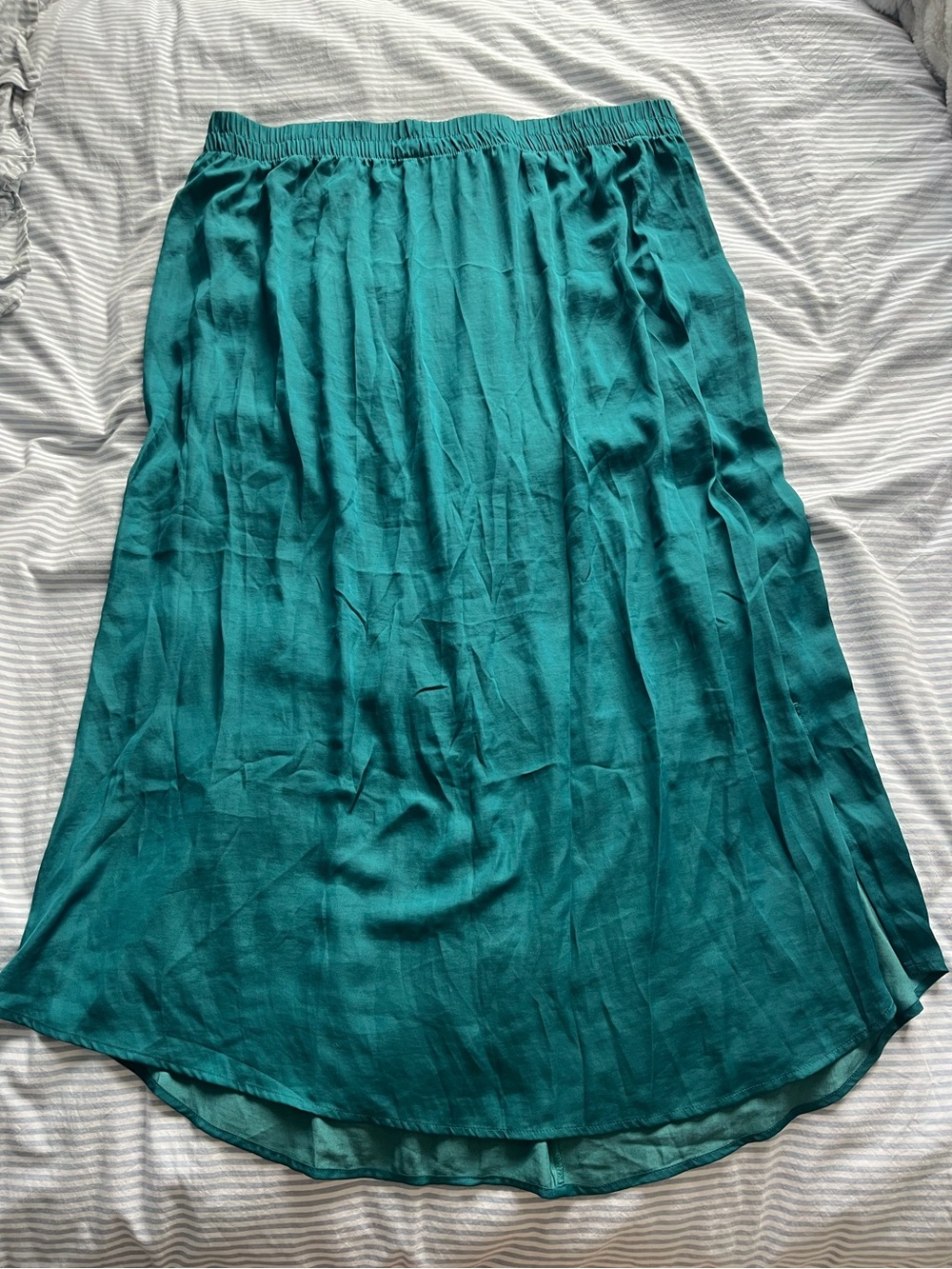LOFT Teal High-Low A-Line Skirt